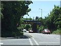 Low railway bridge over Station Road, Baldock in SG7 5BY