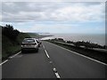 Queuing on the coast road near Aberarth in SA46 0LY