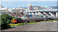 Steel billet train in Cardiff Docks in CF24 5HB