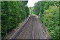 Railway towards Oxshott Station in KT11 2QT