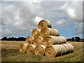A straw bale pyramid near Marlpit Plantation in Matlask