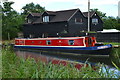 Narrowboat moored by Fronds Farm in RG7 4LG