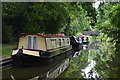 Moored narrowboats near Llanellen in NP7 9HW