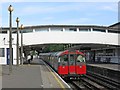 Sudbury Town tube station - platforms and footbridge in UB6 0QP