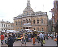 Outside Ipswich Town Hall on a market day in IP4 1BZ