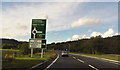 Signs for new roundabout on Dolgellau bypass in LL40 2YL