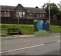 Colourful bus shelter, Francis Street, Thomastown in CF39 8DU
