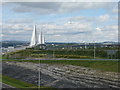 Forth road bridges from the south in EH30 9ER