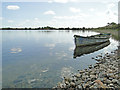 Rowing boat on the reservoir at Thorpe Morieux in Thorpe Morieux