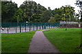 Path and sports pitches, Norton Common in SG6 4SF
