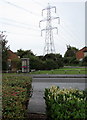 Pylon and phonebox in suburban Didcot in OX11 7QG