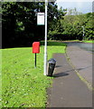 Bus stop, litter bin and postbox, Ffordd Dinefwr, Creigiau in CF15 9ET