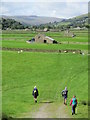 Footpath through the meadows in Gunnerside Bottoms in DL11 6NL