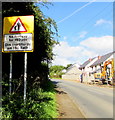 Warning sign - No footway for 150 yds, Cardiff Road, Creigiau in CF15 9JX