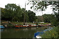Boats moored above Hanham Lock in BS31 2AT