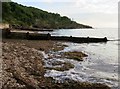 Groynes on the beach at Totland in PO39 0EP