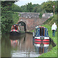 Narrowboats below Meaford Top Lock, Trent and Mersey Canal, Staffordshire in ST15 8UZ
