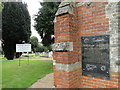 Shipdham Airfield memorial on the cemetery chapel in IP25 7LY