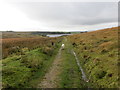 Bridleway track approaching Upper Coldwell Reservoir in BB10 3RD