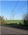 Pylons over the hill in SG7 5BF