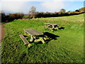 Picnic tables, Llanddewi Skirrid in Llantilio Pertholey Community