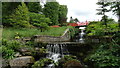 Henbury Hall Gardens near Macclesfield - Waterfall & ornamental bridge in Henbury