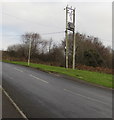 Line spur pole above a Brynmenyn corner in CF32 9HQ