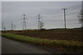 Pylons south of School Road in Knodishall