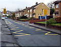 Zigzag yellow markings on Everest Avenue, Llanishen, Cardiff in CF14 9AZ