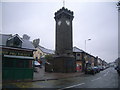 Penrhiwceiber clock tower and street in CF45 3TB