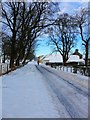 Snowy road at Nether Lethame farm in ML10 6XR