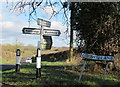 Wonky Signs at Crown Lane Grange Farm Crossroads in WR9 0DA