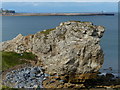 Rocky shoreline along the coast at South Shields in NE33 3HS