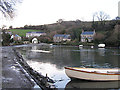 Coombe hamlet from the causeway, tide coming in in TR3 6AR