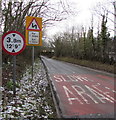 Signs alongside the A5104, Penyffordd, Flintshire in CH4 0HY