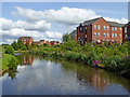 Canal and apartments in Kidderminster in Worcestershire in DY11 6BP