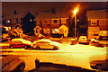 Night snowy street scene in WF10 3SZ
