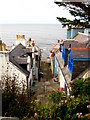 Village street in Seatown, Gardenstown in AB45 3YS