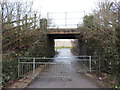 Footpath beneath railway line in Tondu in CF32 9RN