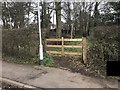 Entrance to footpath through copse in Madeley