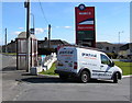 Practical rental van at the edge of the Murco filling station, Burry Port in SA16 0SL