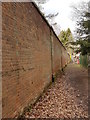 The outside of the perimeter wall on the north-east side of the walled garden at Beaudesert Activity Centre in WS15 4LT