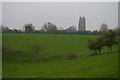 Stoke-by-Nayland: view towards St Mary's church from The Downs in Stoke-by-Nayland