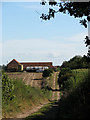 Farm track leading towards agricultural sheds in NR20 4QU