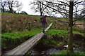 Footbridge across the stream on the Peak District boundary walk in Chapel East Ward