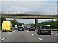 The M40 runs under a railway bridge in CV47 2UE