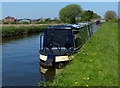 Moored narrowboat along the Shropshire Union Canal in ST20 0AY