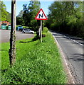 Warning sign - bends on the A479 ahead, Cwmdu, Powys in NP8 1RP