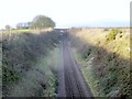 Railway north to Filey Sunshine and shadows in the cutting in YO14 0JE