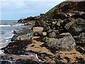 Rocky shoreline at Canty Bay in EH39 5PL